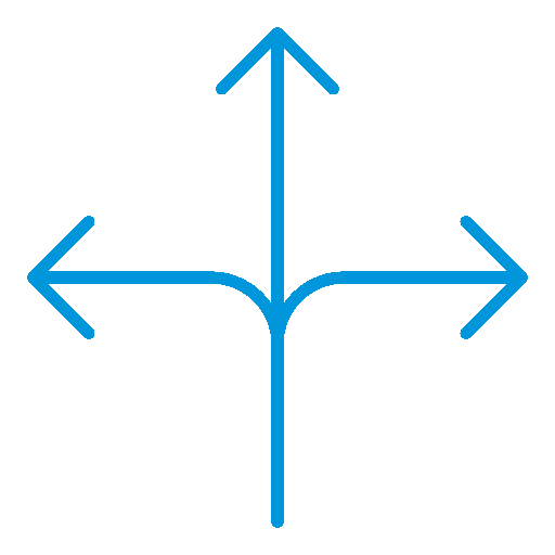 blue icon of three connected icons