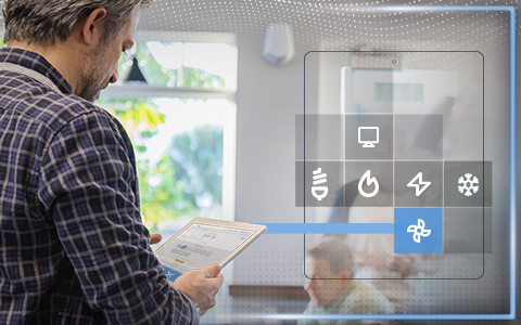 Man viewing tablet device